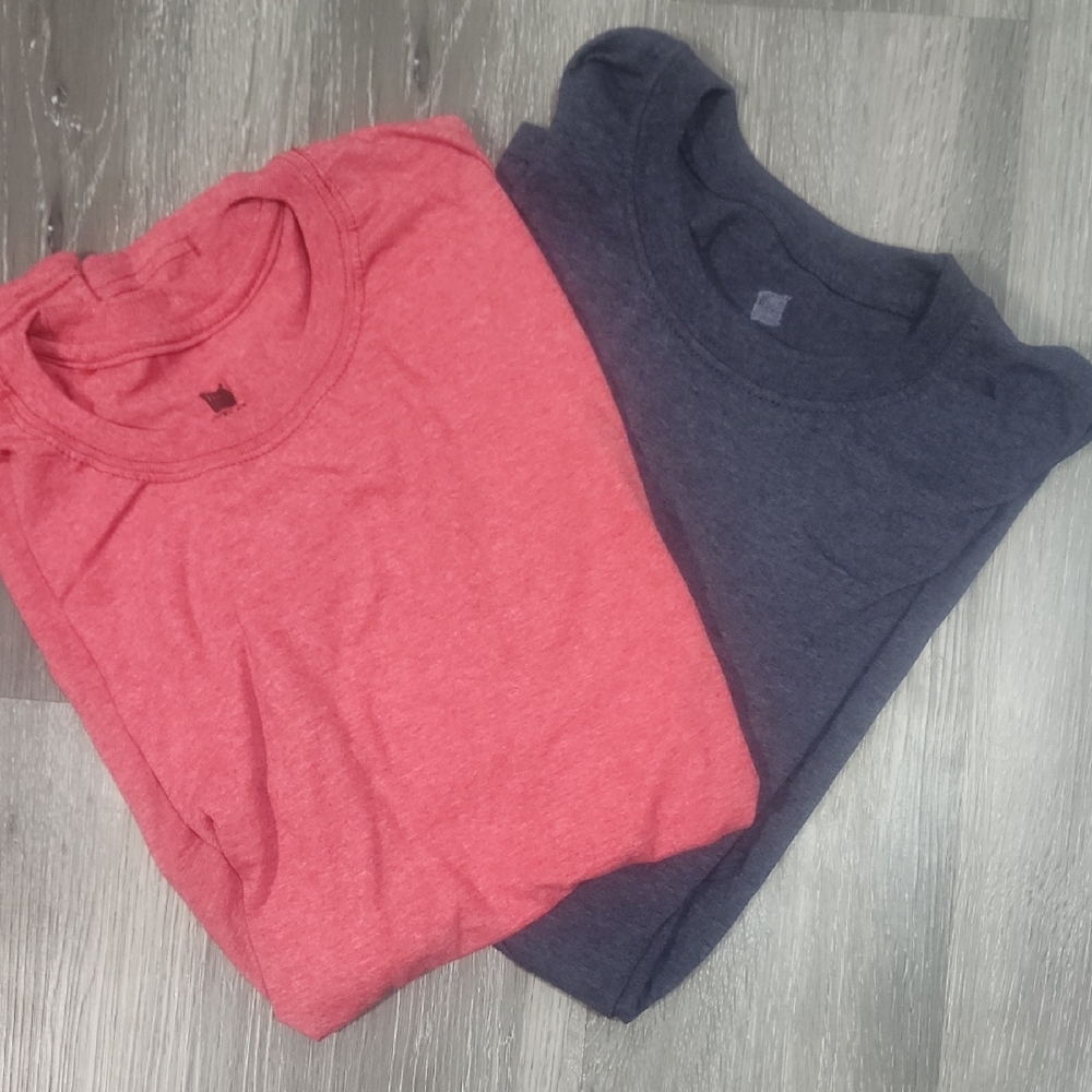 Hanes Women's Short Sleeve Tees Set Of Two Heathered Red And Heathered Navy